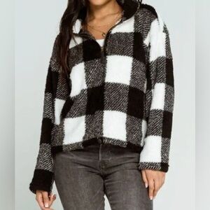 Love Tree NWT Monochrome Plaid Teddy Jacket